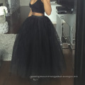 Women Black White Empire Tulle Long Skirts Pleated Mesh Plus Size High Stretch Jupes Femme Saias New Fashion